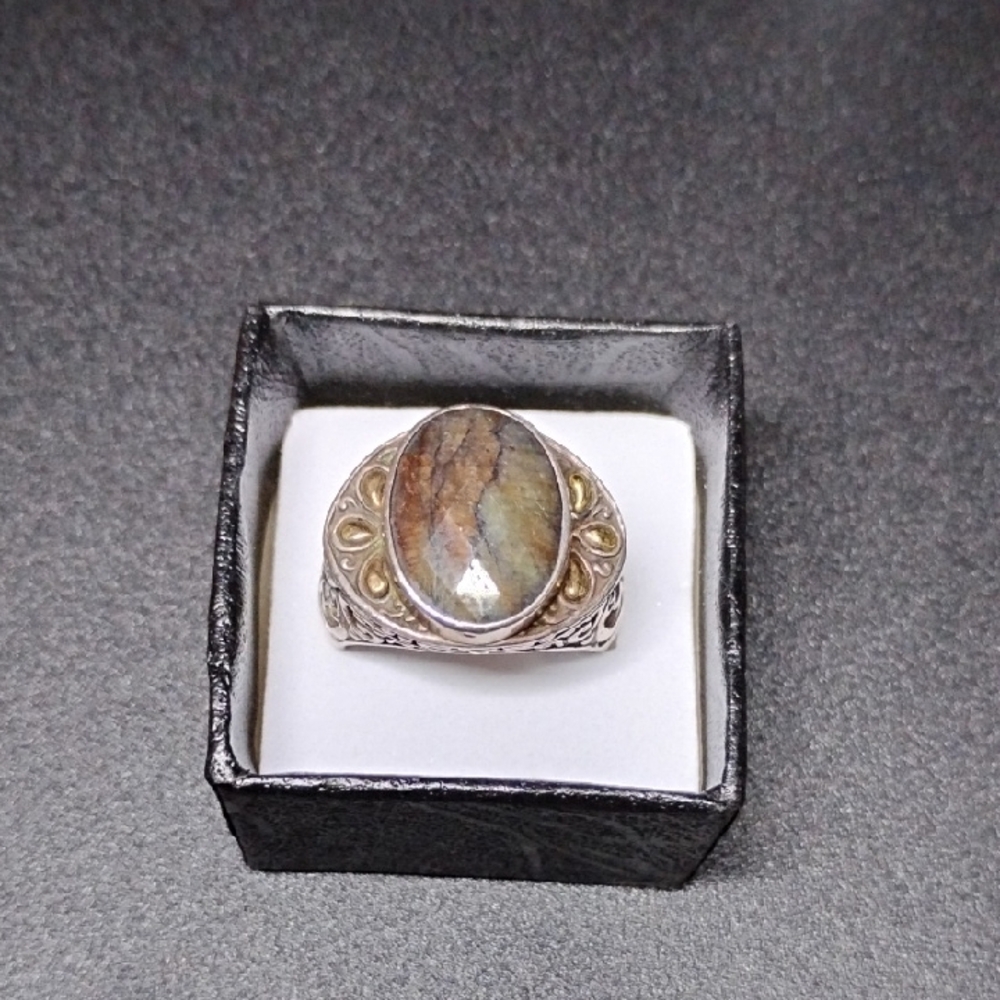 Elegant Samuel B. Sterling Silver And 18k Gold Ring